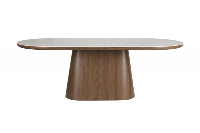 Eettafel Almira Ovaal Wit/Walnoot 180cm - Giga Meubel