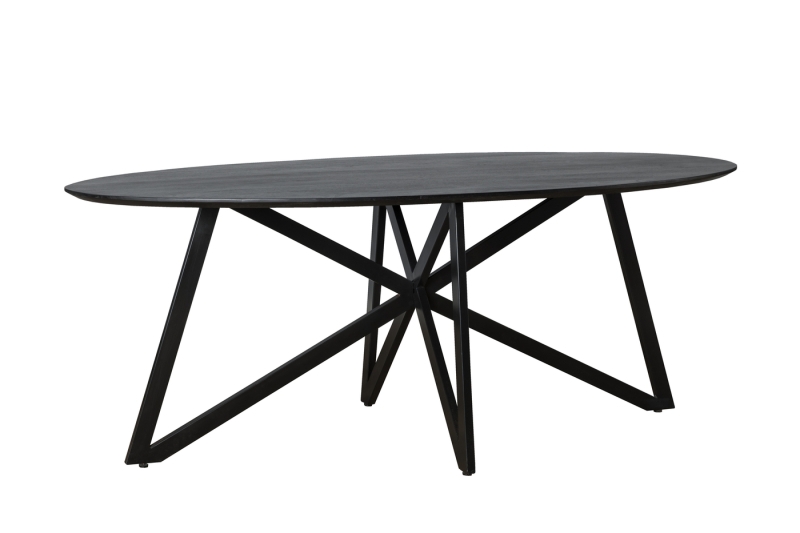 Livingfurn Eettafel Oslo Zwart Acacia Web Poot 200 cm