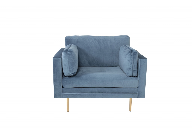 Fjôrd Fauteuil Boom Velvet Blauw & Gouden Onderstel