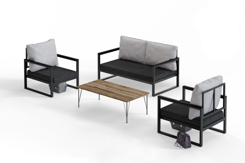 Tuin Lounge Set Cifter Antraciet Zwart