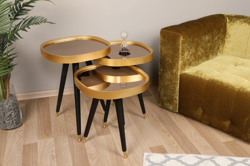 Bijzettafel Alys Melamine Goud Zwart