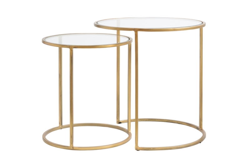 Light & Living Bijzettafel Set van 2 Duarte Glas Goud Ø40/Ø50cm