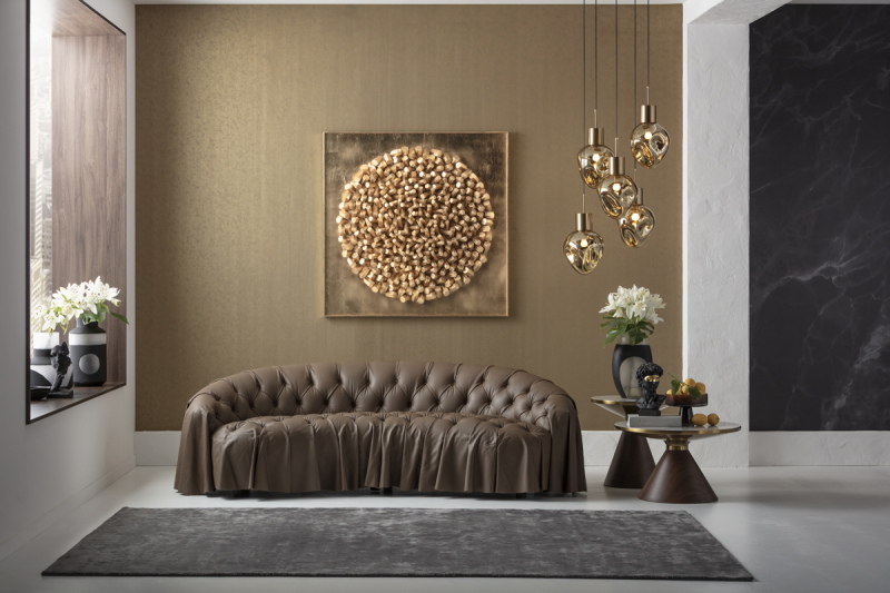 Kare Design Wanddecoratie Mikado Goud 120x120cm