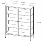 Vitrinekast Carmel Zwart H140 cm - Giga Living