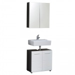 Badkamermeubelset Line Hoogglans Wit/Smoky Zilver Set van 2