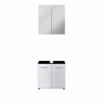 Badkamermeubelset Line Hoogglans Wit/Smoky Zilver Set van 2