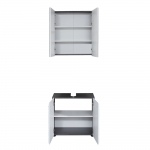 Badkamermeubelset Line Hoogglans Wit/Smoky Zilver Set van 2