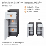 Badkamerkast Line Hoogglans Wit/Smoky Zilver 30x80cm