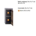 Badkamerkast Cancun Indy Oud-houtlook/Donkergrijs 36x81cm