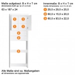 Wasmachinekast Amanda Hoogglans Grijs 63x187cm