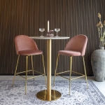 House Nordic Barstoel Lausanne Velvet Roze Brass