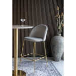 House Nordic Barstoel Lausanne Velvet Grijs Brass