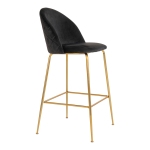 House Nordic Barstoel Lausanne Velvet Zwart Brass