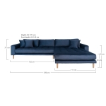 House Nordic Lounge Bank Lido Rechts Donkerblauw Velvet