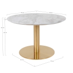 House Nordic Salontafel Bolzano Marmerlook Wit/Goud Ø70cm