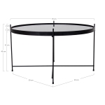 House Nordic Salontafel Venezia Zwart Glas/Staal Ø70cm