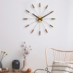 NeXtime Wandklok Plug Inn Walnoot/Goud Ø58cm