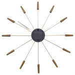 NeXtime Wandklok Plug Inn Walnoot/Goud Ø58cm