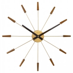 NeXtime Wandklok Plug Inn Walnoot/Goud Ø58cm