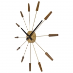 NeXtime Wandklok Plug Inn Walnoot/Goud Ø58cm