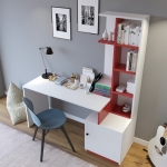 Bureau Canas Melamine Wit Rood