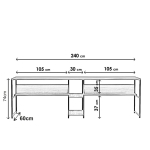 Bureau Buyuk Melamine Walnoot 240cm