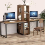 Bureau Buyuk Melamine Walnoot met Kolom 240cm