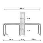 Bureau Buyuk Melamine Walnoot met Kolom 240cm