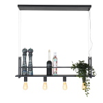 Mexlite Hanglamp Buckley met plateau 4-Lichts Zwart