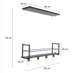 Mexlite Hanglamp Buckley met plateau 4-Lichts Zwart