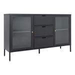 House Nordic Dressoir Dalby Zwart Staal met Glas