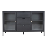 House Nordic Dressoir Dalby Zwart Staal met Glas