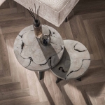 Bijzettafel Grey Mix Teakhout Grijs Set van 2 - Giga Meubel