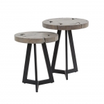 Bijzettafel Grey Mix Teakhout Grijs Set van 2 - Giga Meubel
