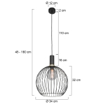 Mexlite Hanglamp Aureole Zwart Ø34cm