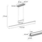 Steinhauer Hanglamp Profilo Grijs 115cm