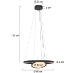 Steinhauer Hanglamp Ringlux met Binnenplaat Zwart Ø60cm