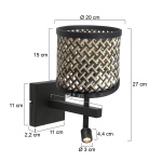 Steinhauer Wandlamp Stang met Leeslamp Bamboe Naturel/Zwart