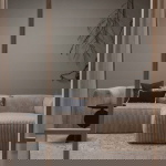Woood Chaise Longue Bank Bean Rechts Ribstof Travertin