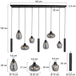 Steinhauer Hanglamp Reflexion met Lichtkokers 9-Lichts Zwart