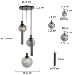 Steinhauer Hanglamp Bollique met Lichtkokers 5-Lichts Zwart