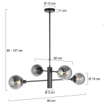 Steinhauer Hanglamp Constellation 5-Lichts Smoke Glas