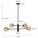 Steinhauer Hanglamp Constellation 5-Lichts Amber Glas