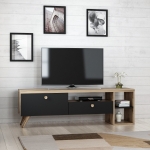 Tv-Meubel Parion Melamine Zwart Eiken