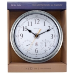 NeXtime Wandklok/Weerstation Tulip Weerbestendig Zilver Ø40cm