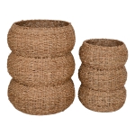 House Nordic Manden Sarbas Zeegras Naturel Rond Set van 2