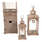 Lesli Living Lantaarn Wales Hout, Set van 3