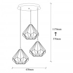 Hanglamp Diamond 3-Lichts Getrapt Zwart