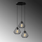 Hanglamp Diamond 3-Lichts Getrapt Zwart