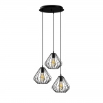 Hanglamp Diamond 3-Lichts Getrapt Zwart